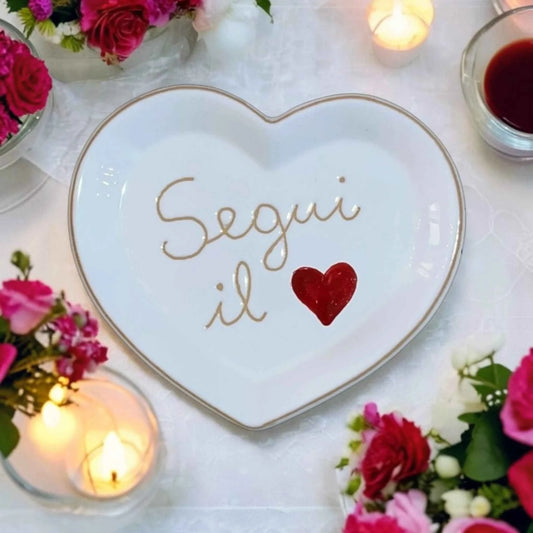 Cuore in Ceramica Decorativo – Svuotatasche Artigianale