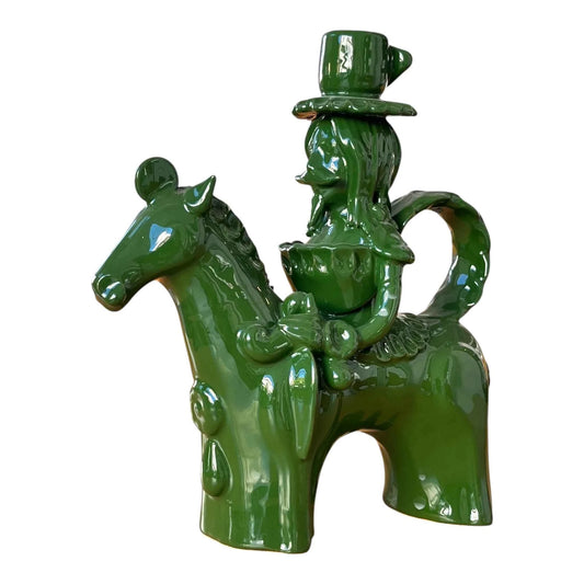 Cavaliere Ibrido Verde – Portacandele in Ceramica Smaltata