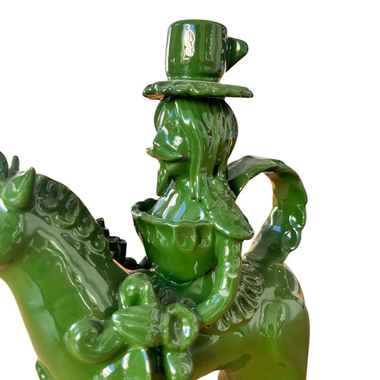Cavaliere Ibrido Verde – Portacandele in Ceramica Smaltata