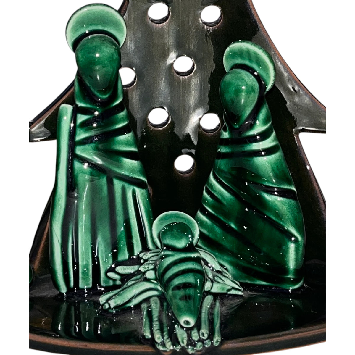 Statuina Presepe in Ceramica Artiganale con Albero Natalizio Traforato -  Fatto a Mano