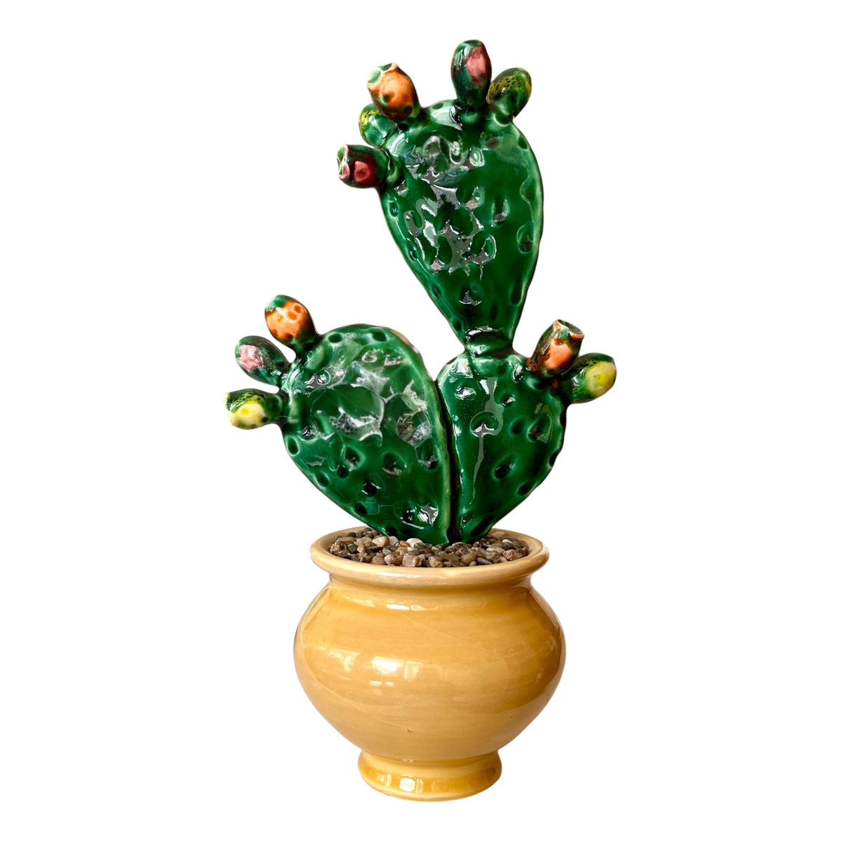 Fico d’India in ceramica fatto a mano con vaso miele