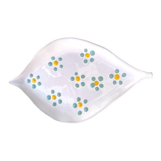 Set brocca e vassoio a foglia in ceramica con fiori