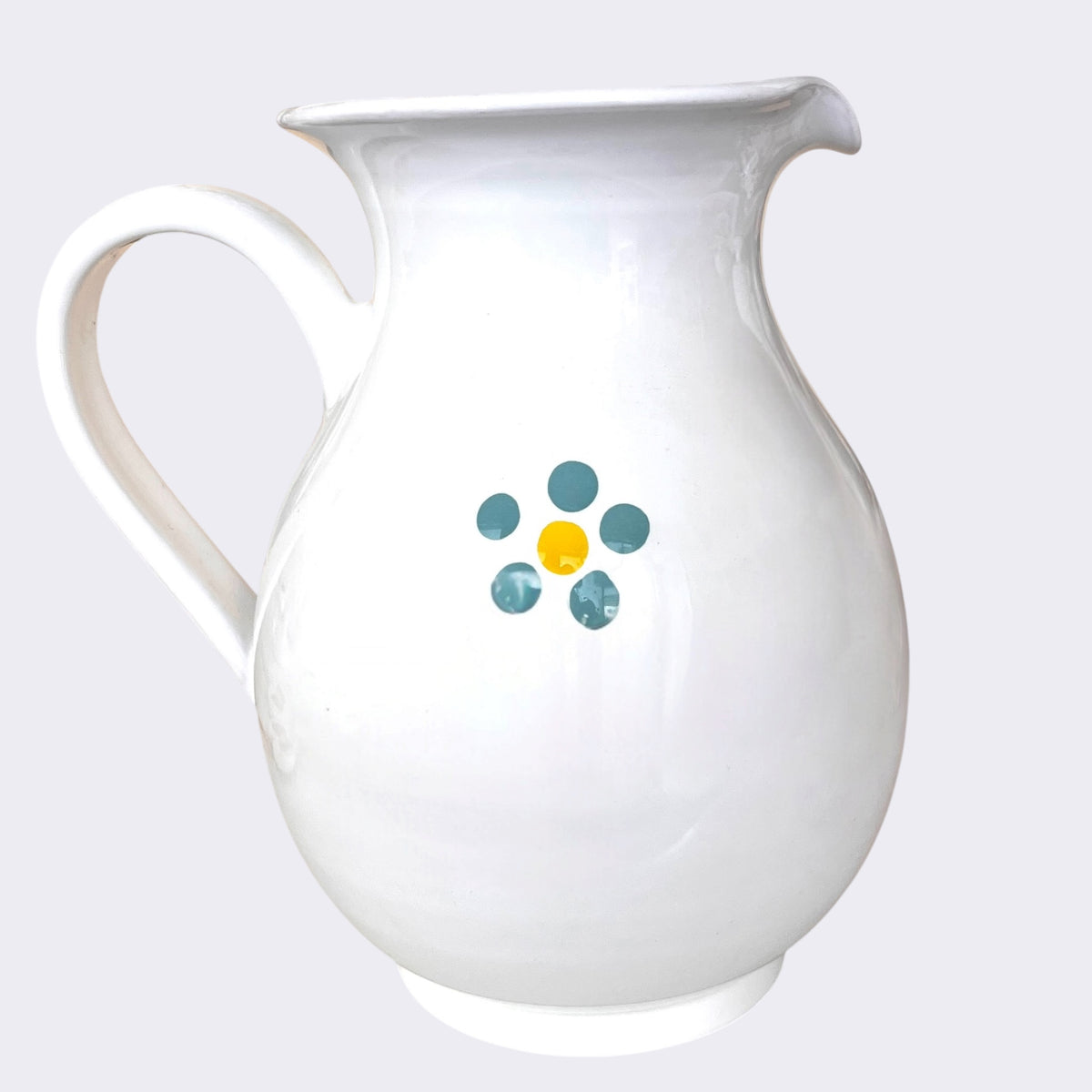 Set brocca e vassoio a foglia in ceramica con fiori