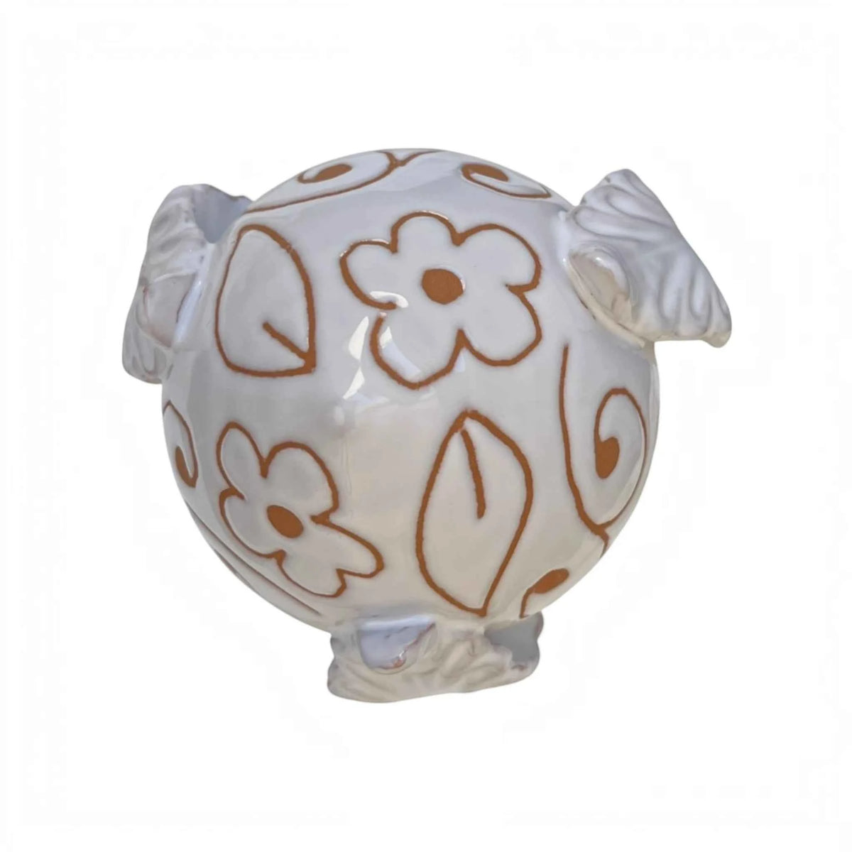 Pumo Pugliese Poz Studio Bianco Graffiato a Mano – Incisione Floreale su Terracotta